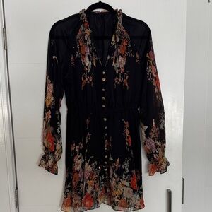 Commense Black Floral Long Sleeve Dress never worn